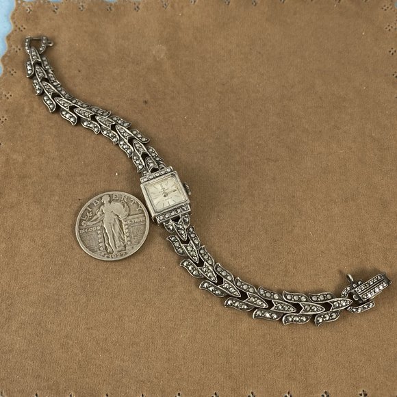 Bucherer Watch Swiss Made in 800 Silver  Marcasite - Picture 7 of 8